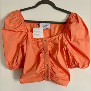 THE SHIRT Rochelle Behrens - The Editor Square Neck Top - Size Small